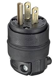 CLAVIJA DE HULE 3X15A. 125V. NEGRA LEVITON