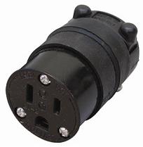 CLAVIJA DE HULE 3X15 125V NEGRO LEVITON