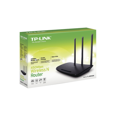 Router Inalámbrico 2.4 GHz, 450 Mbps, 3 antenas externas omnidireccional 5 dBi, 4 Puertos LAN 10/100 Mbps, 1 Puerto WAN 10/100 M