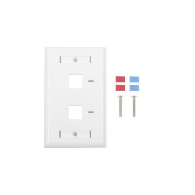 Placa de pared de 2 puertos, Keystone, con espacio para etiqueta