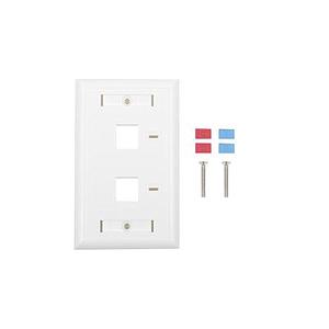 Placa de pared de 2 puertos, Keystone, con espacio para etiqueta